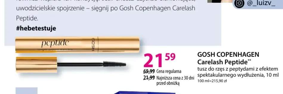 Tusz do rzęs Carelash Peptide z efektem spektakularnego wydłużenia