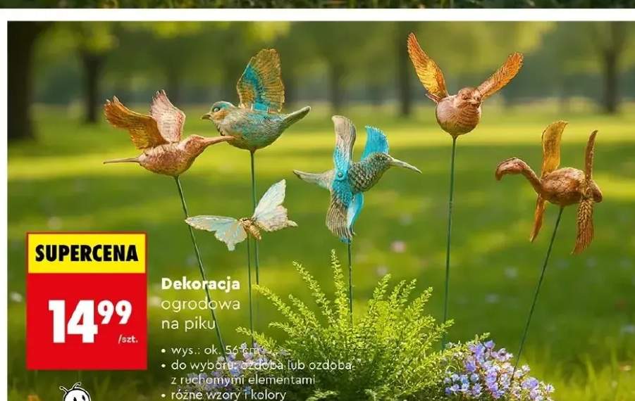 Dekoracja ogrodowa na piku ptaki