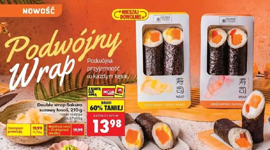 Double wrap Sakura surowy łosoś