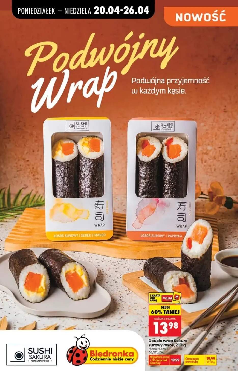 Double wrap Sakura surowy łosoś