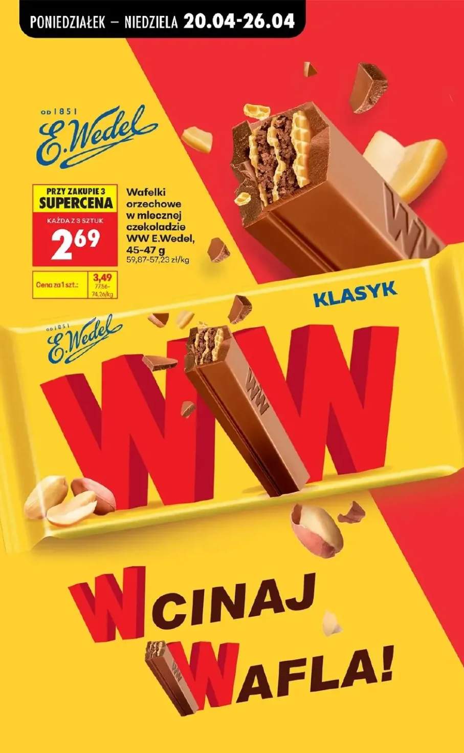Wafelki orzechowe w mlecznej czekoladzie