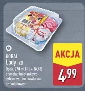 Lody Iza o smaku śmietankowo-cytrynowo-truskawkowo-czekoladowym