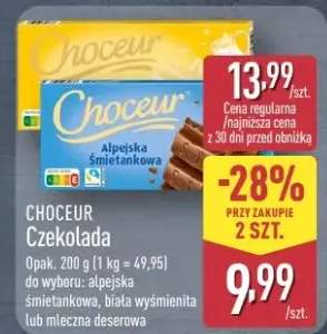 Czekolada alpejska śmietankowa, biała wyśmienita lub mleczna desowa
