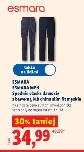 Spodnie slacks damskie z bawełną lub chino slim fit męskie