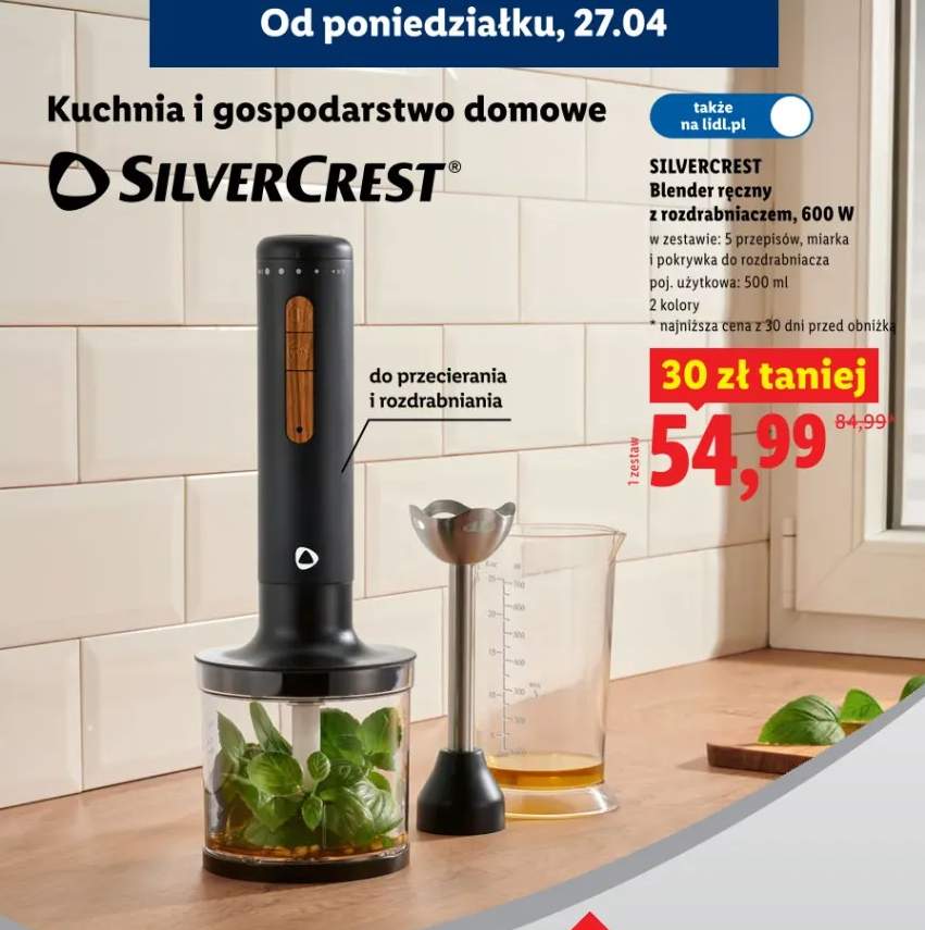 Blender ręczny z rozdrabniaczem, 600W
