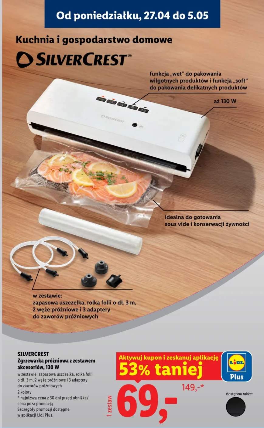 Zgrzewarka próżniowa z zestawem akcesoriów 130W