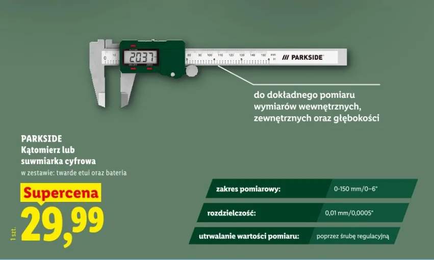 Kątomierz lub suwmiarka cyfrowa