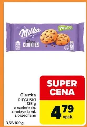 Ciastka z czekoladą, z rodzynkami, z orzechami