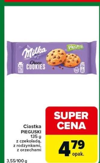 Ciastka Pieguski z czekoladą, z rodzynkami, z orzechami