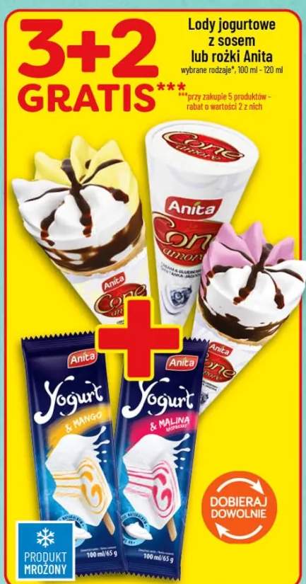 Lody jogurtowe z sosem lub rożki