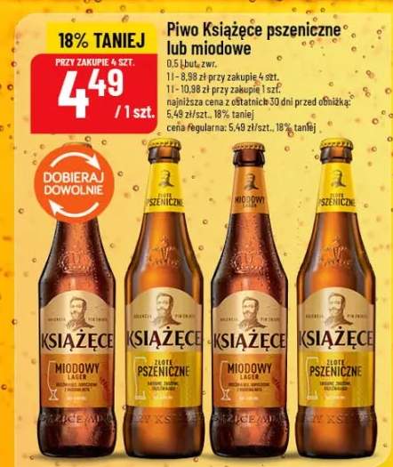 Piwo Książęce pszeniczne lub miodowe