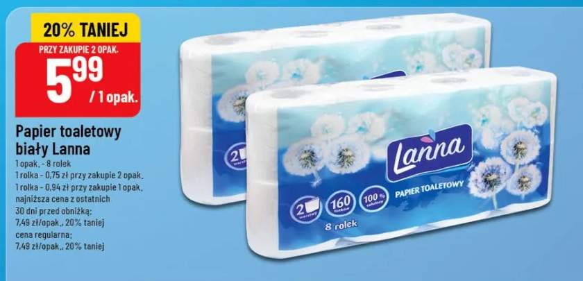 Papier toaletowy biały Lanna