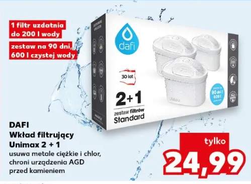Wkład filtrujący Unimax 2 + 1 usuwa metale ciężkie i chlor, chroni urządzenie AGD przed kamieniem