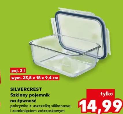 Szklany pojemnik na żywność z pokrywką z uszczelką silikonową i zamknięciem zatrzaskowym