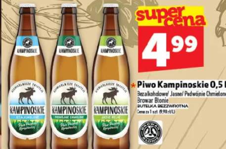 Piwo Kampinowskie bezalkoholowe jasne podwójnie chmielone browar blonde