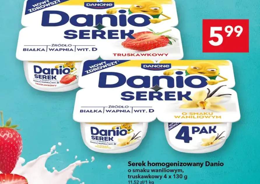 Serek homogenizowany o smaku waniliowym, truskawkowy