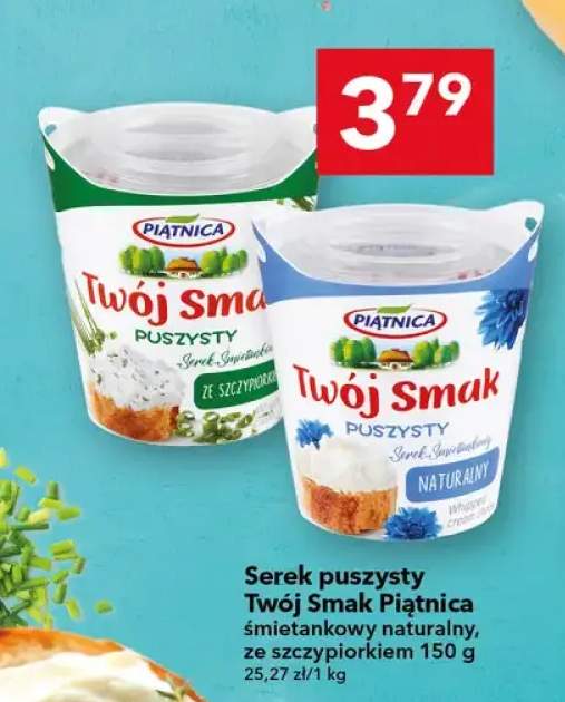 Serek puszysty śmietankowy naturalny ze szczypiorkiem