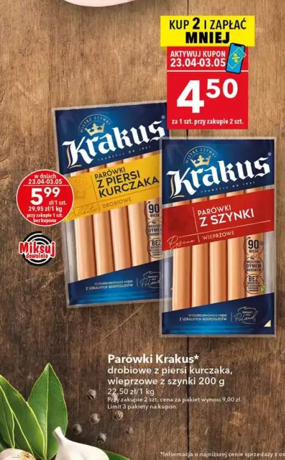 Parówki drobiowe z piersi kurczaka