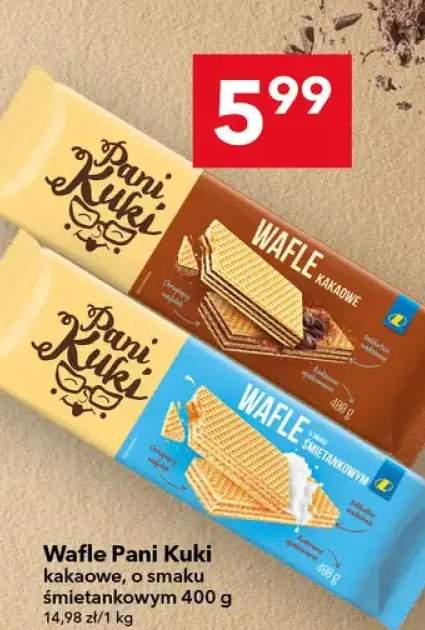 Wafle kakaowe, o smaku śmietankowym