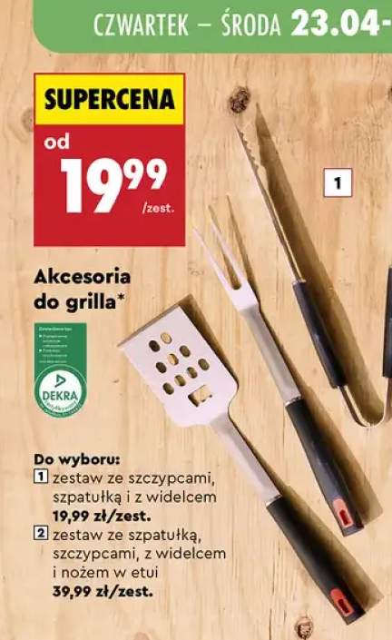 Akcesoria do grilla zestaw ze szczypcami, szpatułką i z widelcem