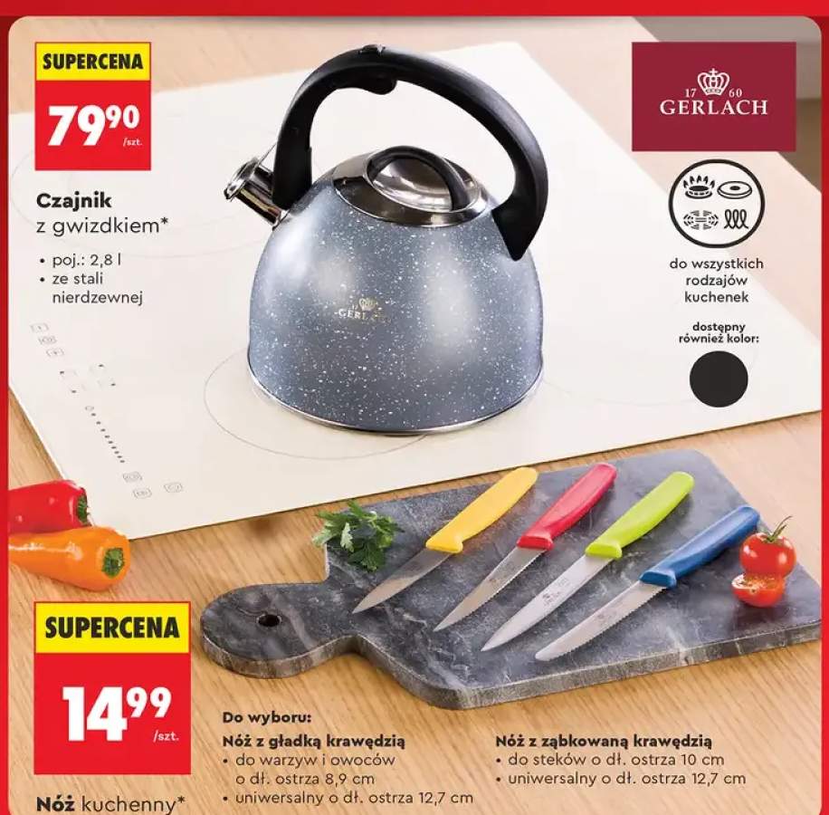 Nóż kuchenny z gładką krawędzią do warzyw i owoców