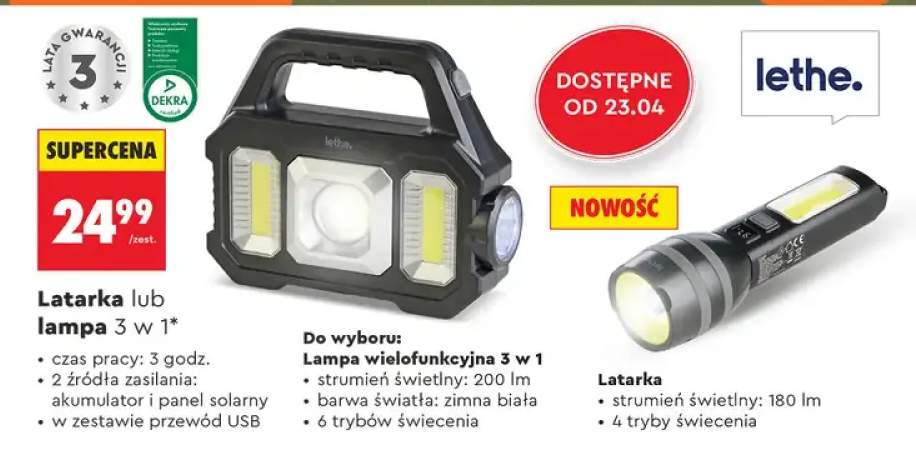 Latarka lub lampa 3 w 1