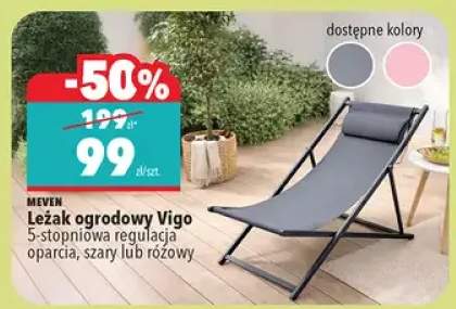 Leżak ogrodowy Vigo 5-stopniowa regulacja oparcia, szary lub różowy