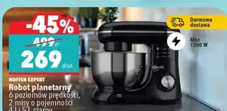 Robot planetarny 6 poziomów prędkości, 2 misy o pojemności 4 i 5 l, czarny