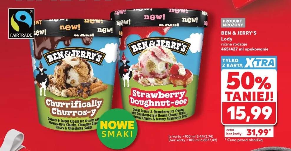 Lody Ben & Jerry's różne rodzaje