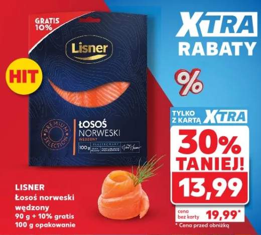 Łosoś norweski wędzony 90g + 10% gratis