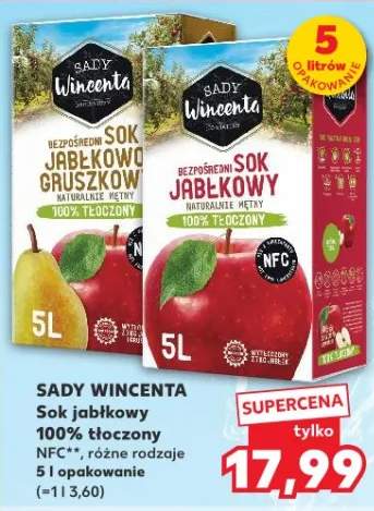 Sok jabłkowy 100% tłoczony NFC**, różne rodzaje