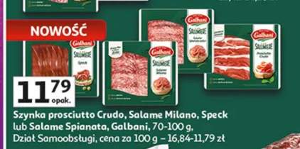 Szynka prosciutto crudo, salame milano, speck lub salame spianata dział samoobsługi