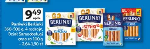 Parówki berlinki 360-500 g 4 rodzaje dział samoobsługi