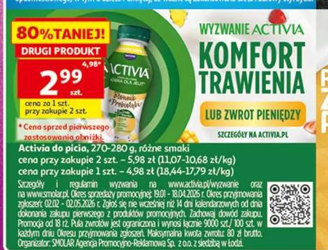 Activia picie, różnego rodzaju, smaki 200 g, 220 g – 280 g, różne smaki