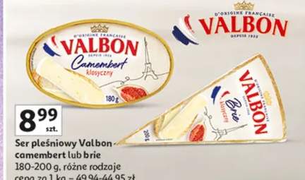 Ser pleśniowy Valbon camembert lub brie różne rodzaje