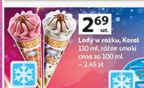 Lody w rożku, Koral różne smaki