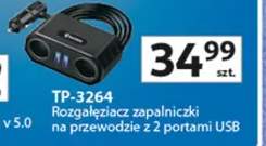 Rozgałęziacz zapalniczki na przewodzie z 2 portami USB