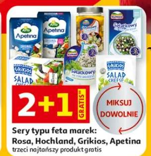 Ser typu feta marki: Rosa, Hochland, Grikios, Apetina trzeci najtańszy produkt gratis