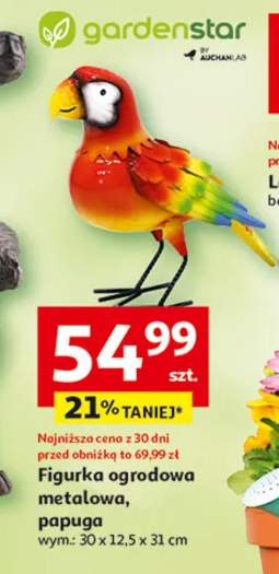 Figurka ogrodowa metalowa, papuga