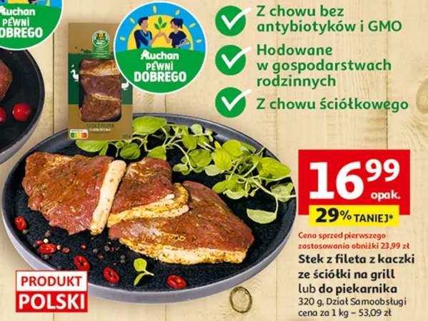 Stek z fileta z kaczki ze ściółki na grill lub do piekarnika