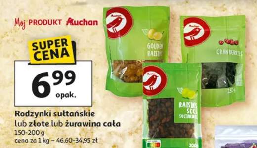 Rodzynki sułtańskie lub złote lub żurawina cała