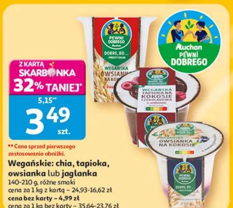 Wegańskie tłuszcze do smarowania blia, tapioka, owsianka lub jaglanka różne smaki