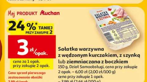 Sałatka warzywna z wędzonym kurczakiem, z szynką lub ziemniaczana z boczkiem