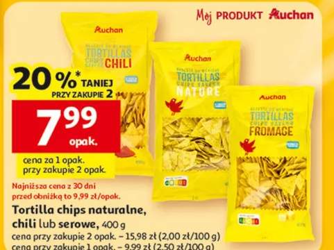 Tortilla chips naturalne, chili lub serowe