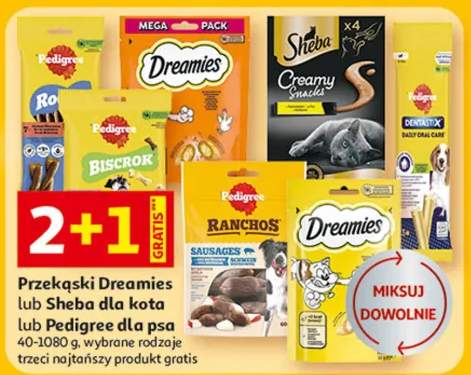 Przekąski Dreamies lub Sheba dla kota lub przysmaki dla psa