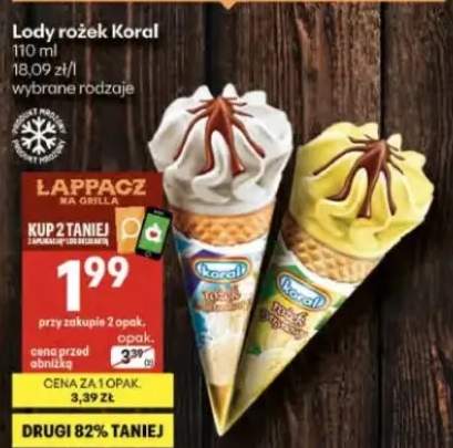 Lody rożek Koral