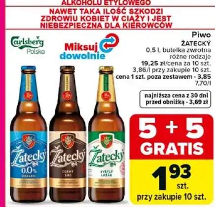 Piwo Żatecký różne rodzaje