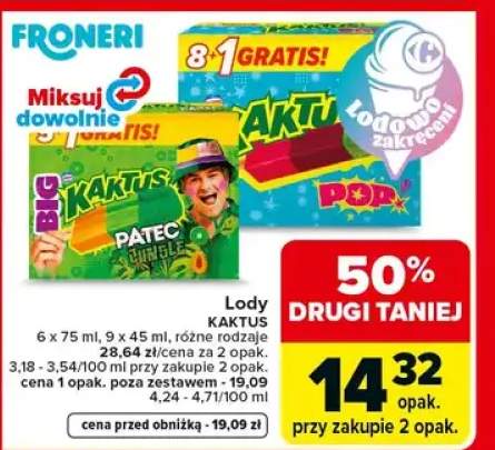 Lody kaktus 6x75ml, 9x45ml różne rodzaje