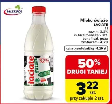 Mleko świeże łaciate 1l zaw. tł. 3,2%