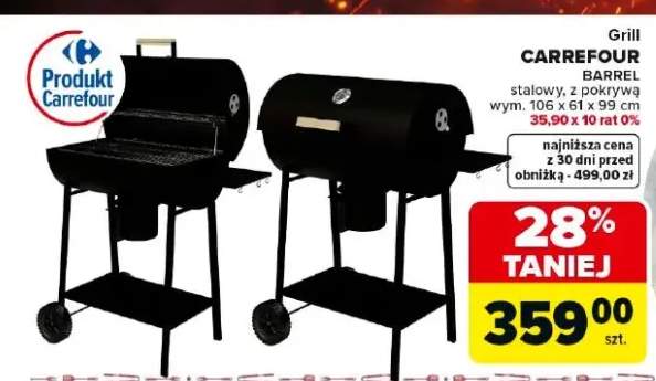 Grill Barrel stalowy, z pokrywą wym. 10G x 61 x 99 cm